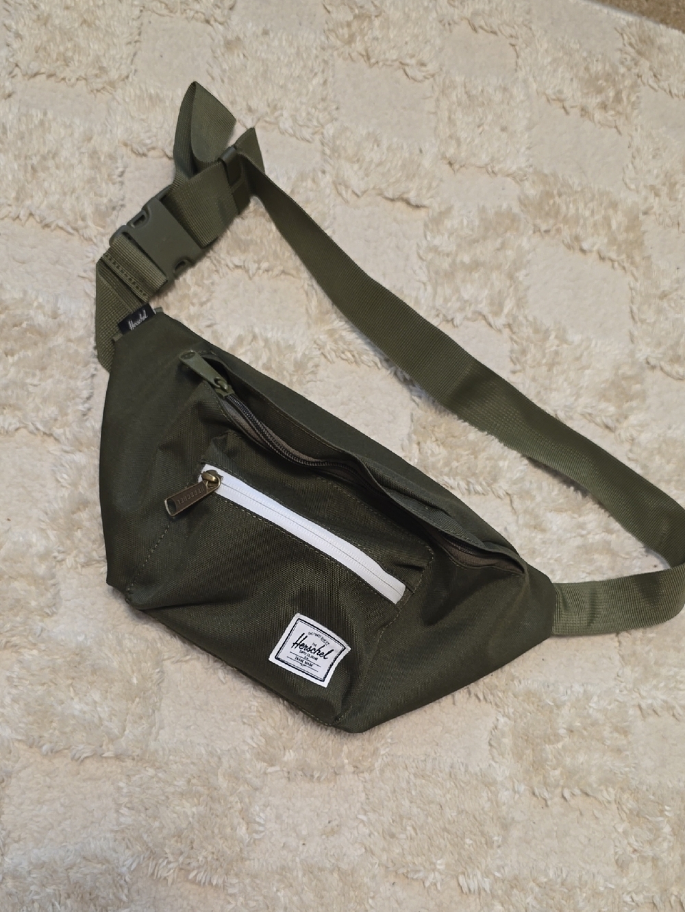 Herschel Supply Company Olive Green Waist Pack with White Zip Accent